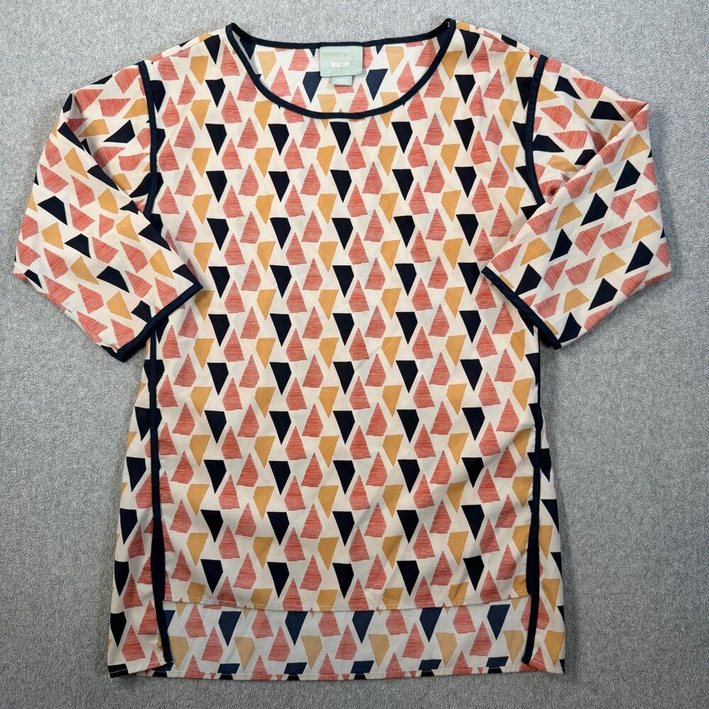 Maeve Anthropologie Womens XSmall Geometric Triangle Print 3/4 Sleeve Tunic Top